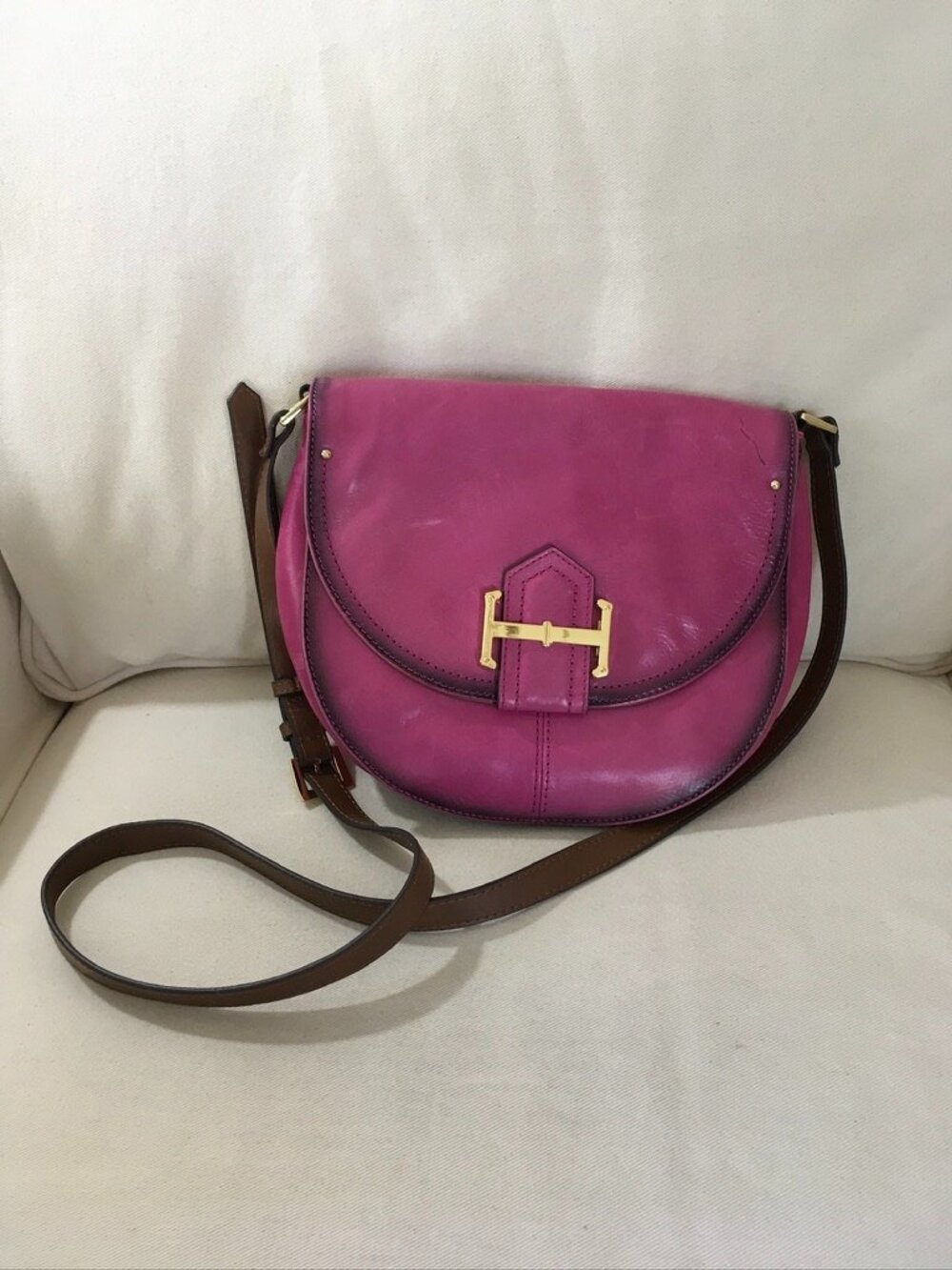 Tignanello Pink Leather Saddle Shoulder Bag